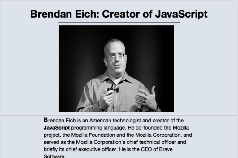 Photo of Brandan Eich, creator of JavaScript.