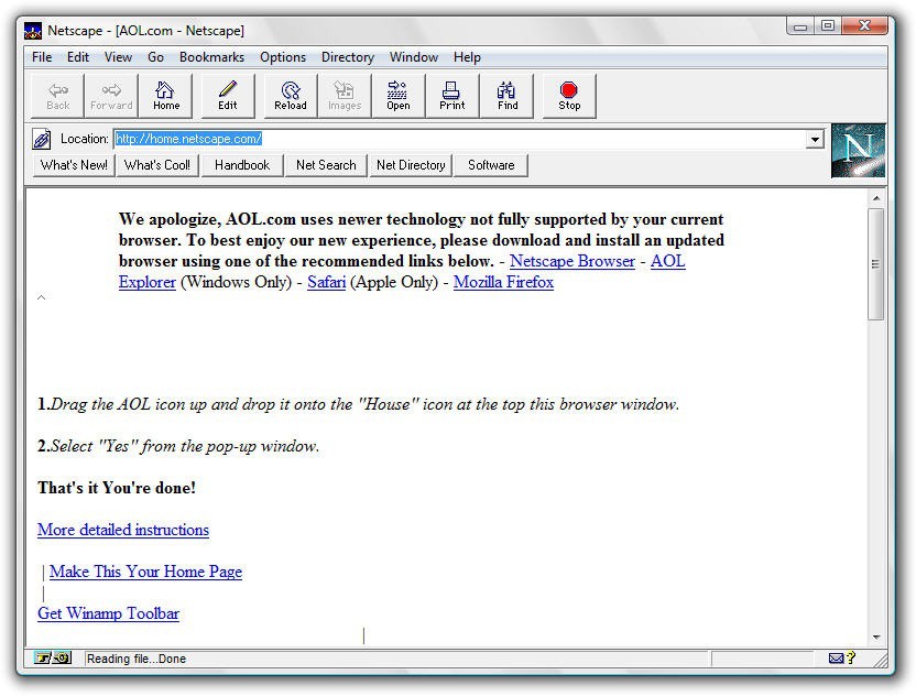 Snapshot of a web page in Netscape Navigator 2.