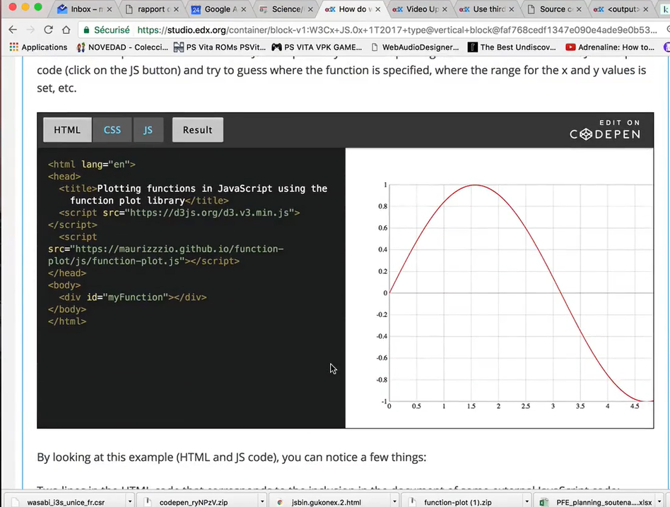 HTML for a simple plotting function.