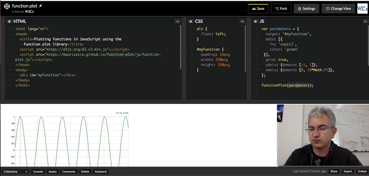 Variable parameters for plotting functions in JS.