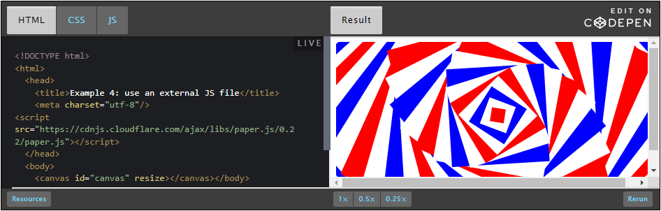 Example 4: use an external JS file.