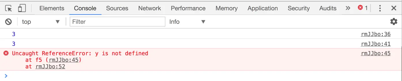 JSBin; error check on console.log.