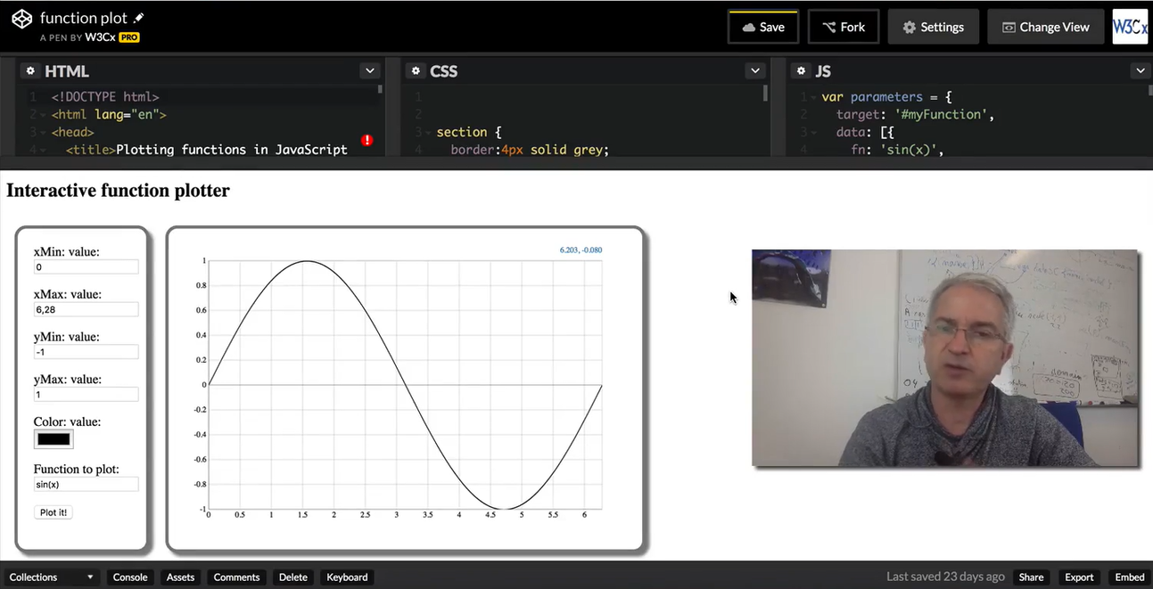 CodePen: Interactive Function Plotter.