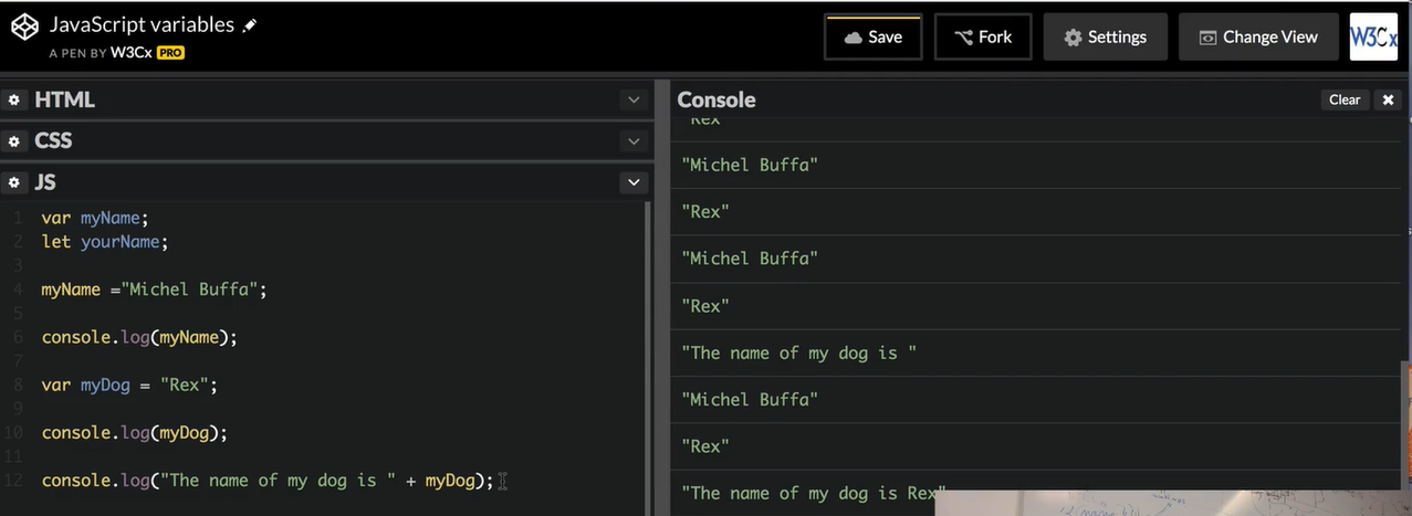 Use '+' to concatenate strings.