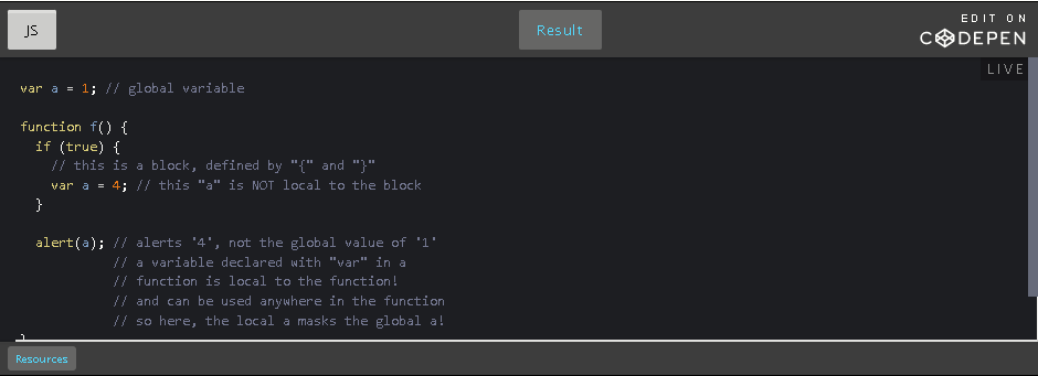 Global and local variables.