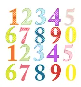 Numbers 1 thu 9, then 0, twice.