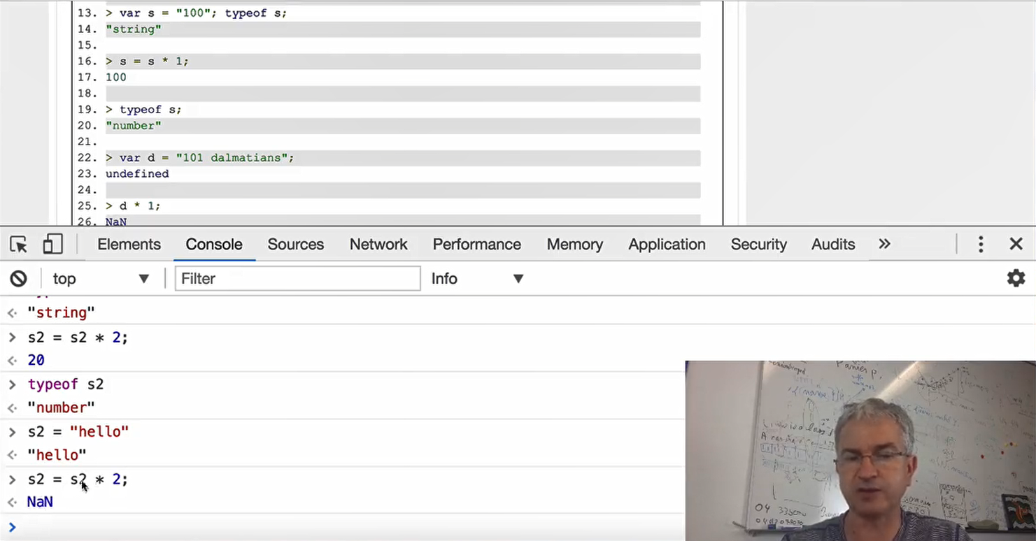 Example, string, number and Not a Number (NaN).