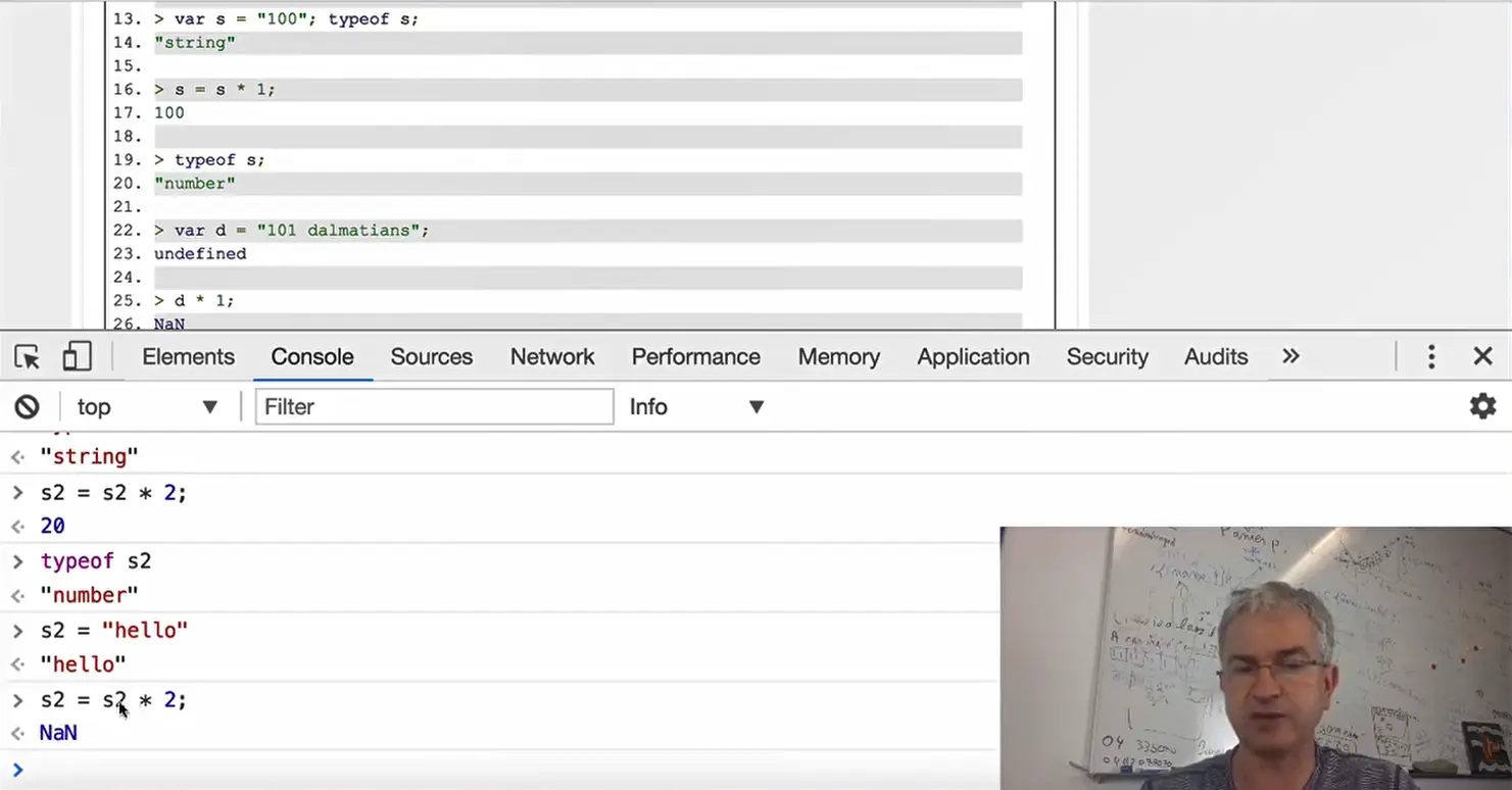 Example, string, number and Not a Number (NaN).