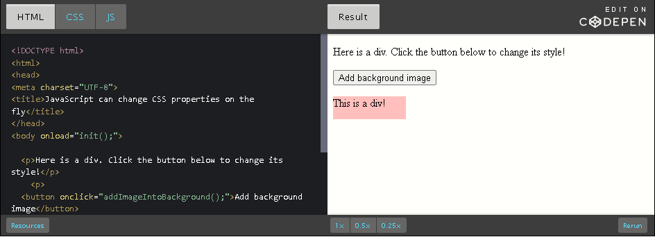 Change the background image property using an external image.