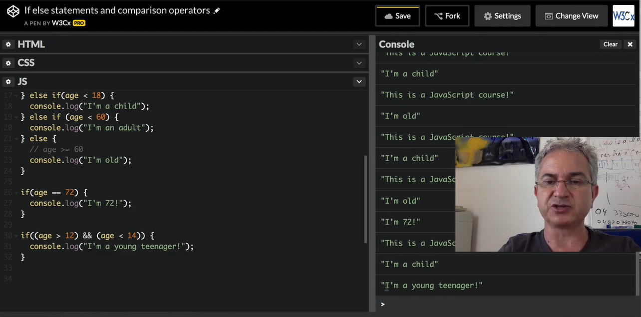 CodePen; example using AND operator (&&).