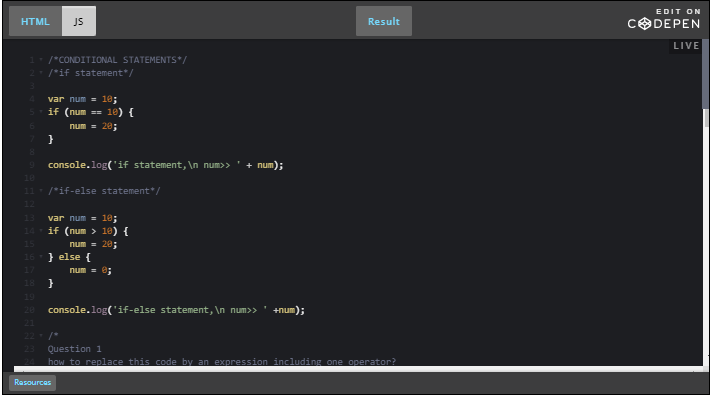 CodePen: example; devtool console to see output.