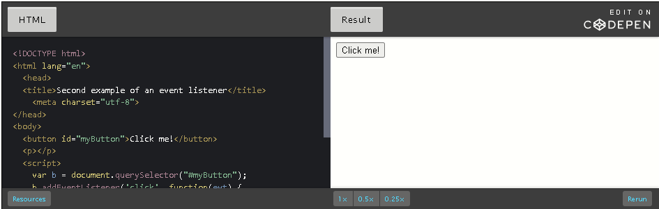 CodePen: Click me!