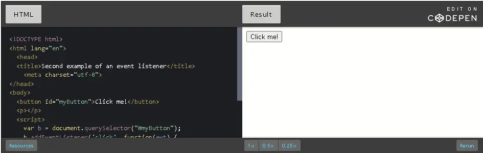 CodePen: Click me!