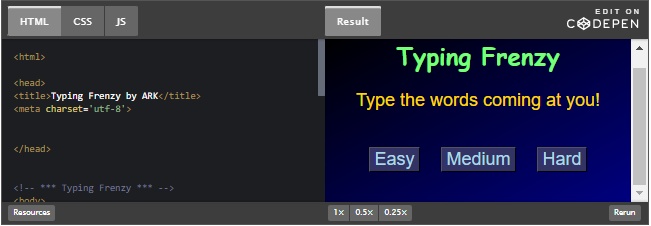 CodePen: Typing Frenzy by ARK.