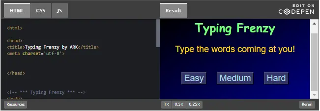 CodePen: Typing Frenzy by ARK.
