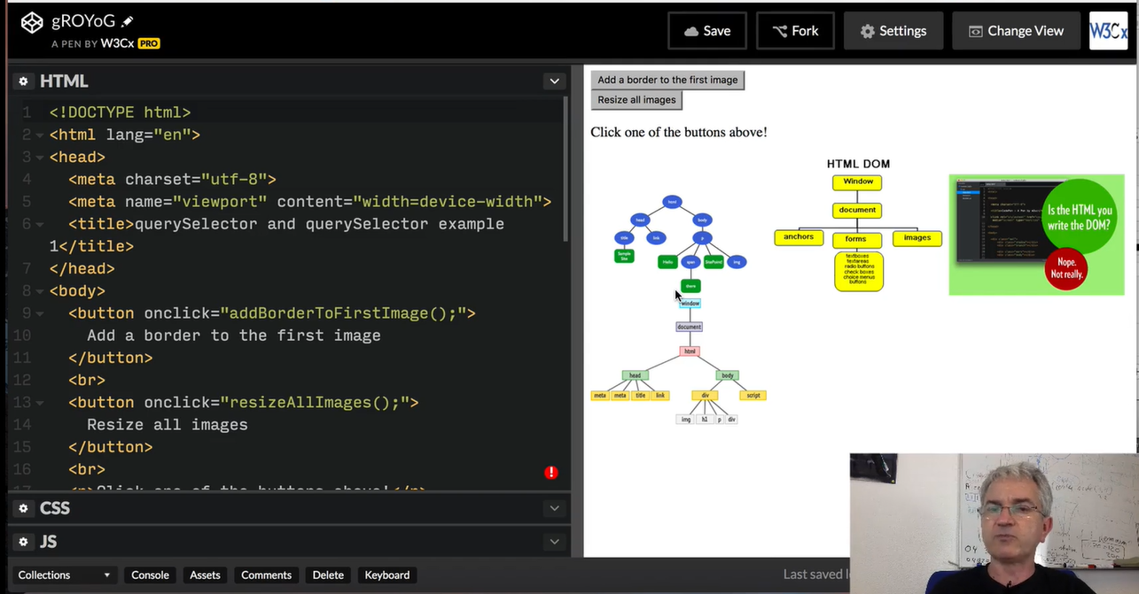 CodePen: Two buttons defined.