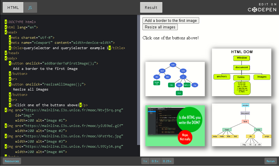 Example; querySelector and querySelectorAll.