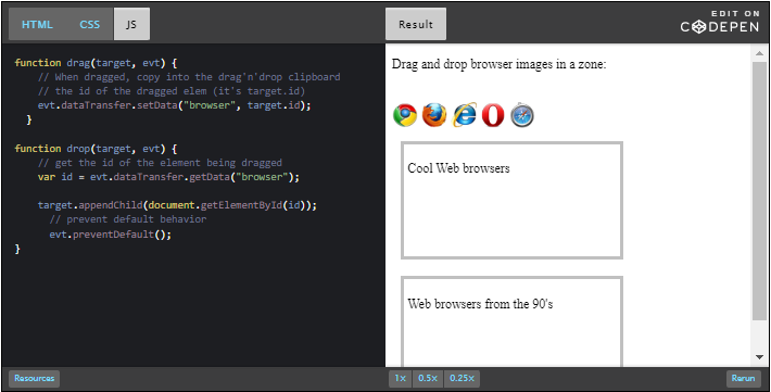 Drag 'n drop browser images in a zone.