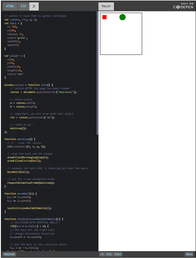 CodePen: Bouncing Balls.