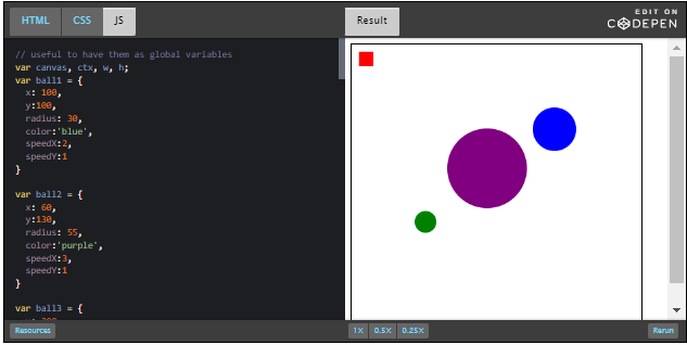 CodePen: animating multiple objects.