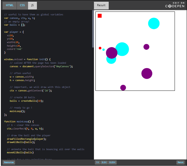 CodePen: using arrays and loops.