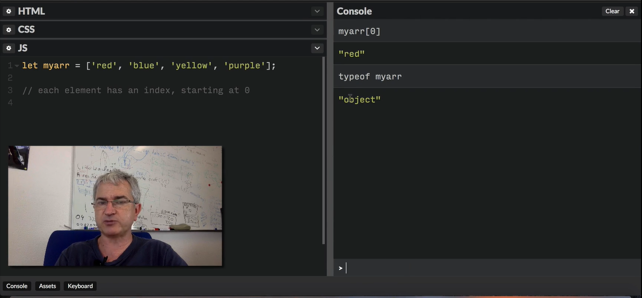 CodePen: example array, #2.