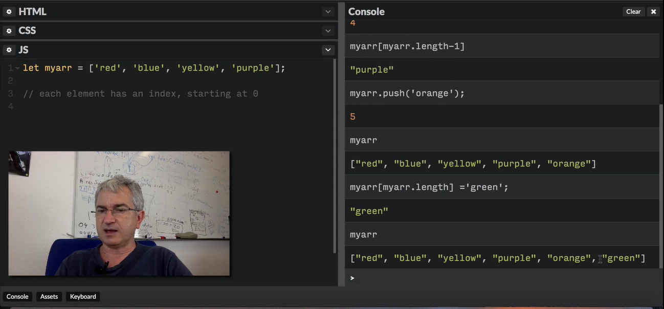 CodePen: example array, #5.