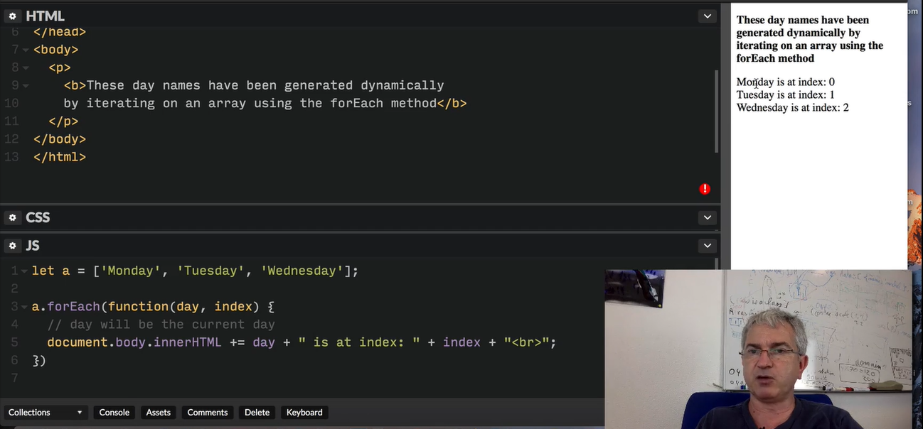 CodePen: example using document.body.innerHTML, #2.