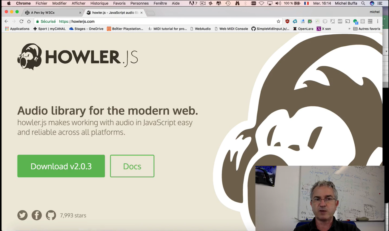 Audio library howler.js.