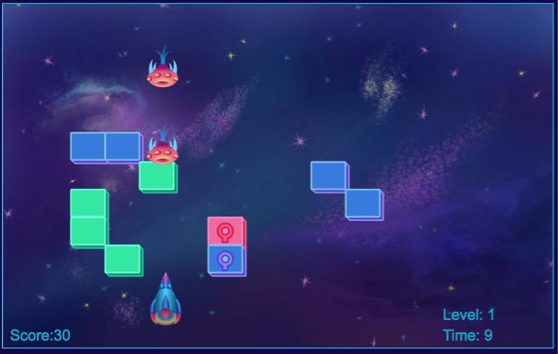 Star Warrior, an HTML5 games that uses the multiple asset loader.