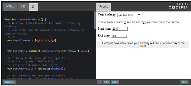 CodePen: example input fields in HTML table.